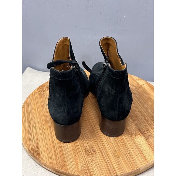 Franco Sarto Ankle Boots Women's Size 8 M Black Suede Leather Side zip Booties - Picture 4 of 8